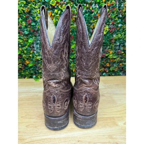 Corral Vintage A2160 Python Inlay Cowboy Western Boots Shoes Chocolate Men 8+8.5